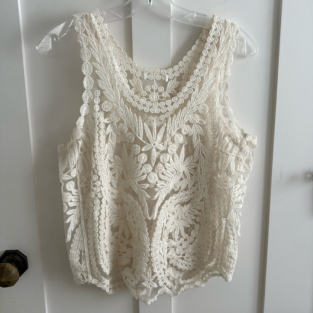 Vintage 90s Roommates Lace Overlay Tank top blouse Sz S